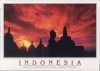 Indonesien, Sonnenuntergang am Borobudur Buddhisten Tempel