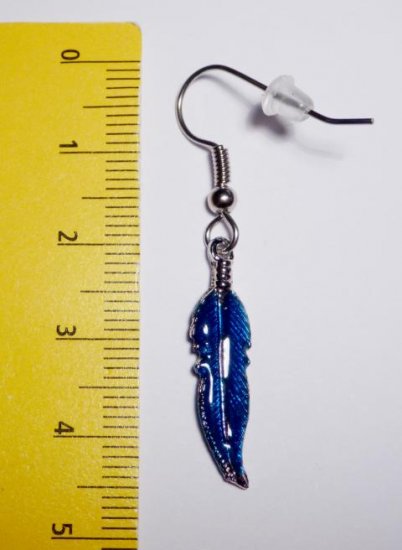 Feather blue Earrings - Click Image to Close