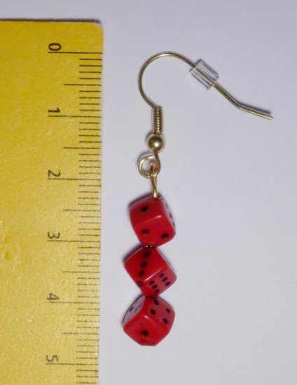 red Dices Earrings - Click Image to Close