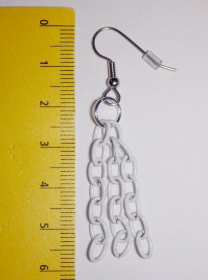 Chain Earrings white - Click Image to Close