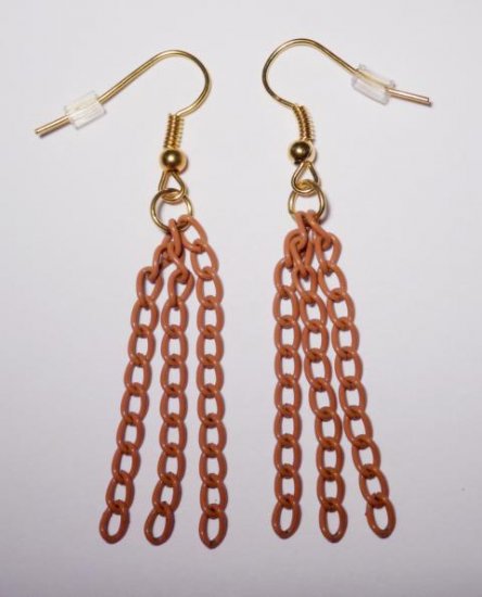 Chain Earrings brown - Click Image to Close