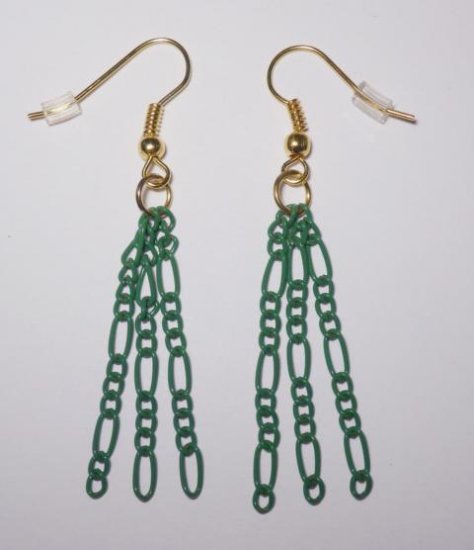 Chain Earrings green - Click Image to Close