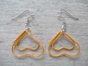 Paperclips Earrings heart orange