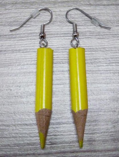 Colored Pencil Earrings yellow - Click Image to Close