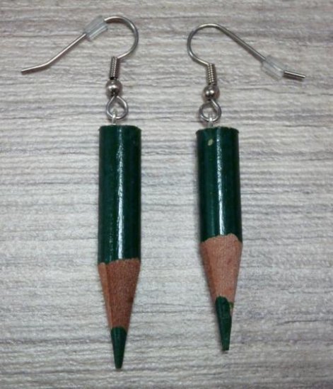 Colored Pencil Earrings green - Click Image to Close