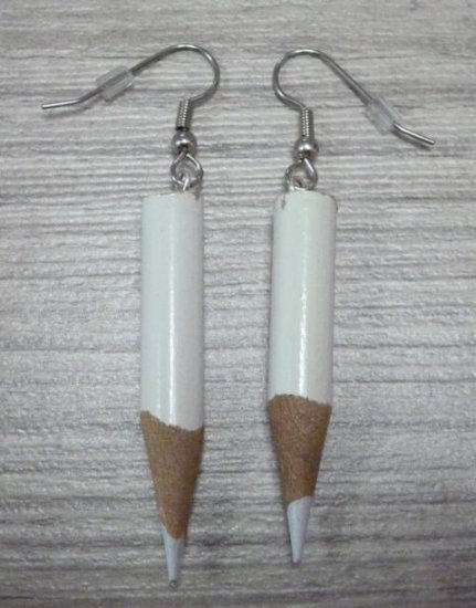 Colored Pencil Earrings white - Click Image to Close