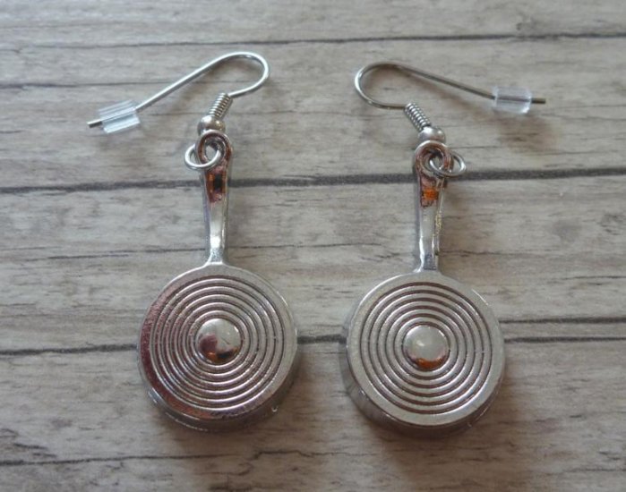 fried egg in frying pan Earrings - Click Image to Close