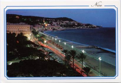 Nizza La Promenade des Anglais la nuit - zum Schließen ins Bild klicken