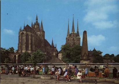 Erfurt - Domplatz with Dom and Severichurch - Click Image to Close