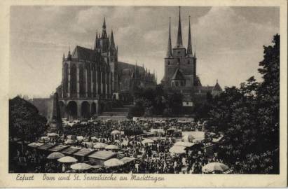 Erfurt - Dom und St. Severikirche an Markttagen - zum Schließen ins Bild klicken