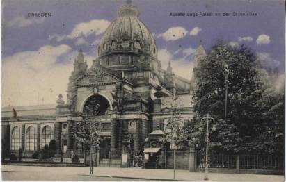 Dresden, Ausstellungs-Palast an der Stübelallee - zum Schließen ins Bild klicken