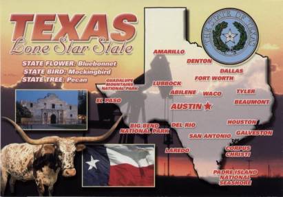 Texas - Map Card - Click Image to Close
