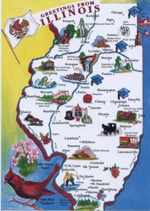 Illinois Map postcard - Click Image to Close