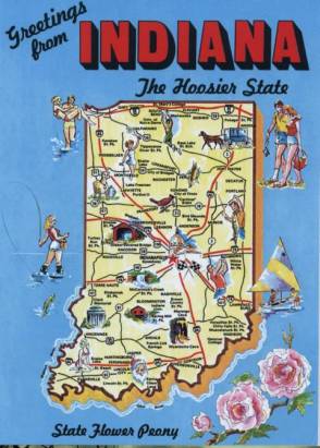 Indiana Map Postcard - Click Image to Close