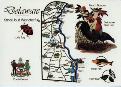 Delaware Map Postcard - Click Image to Close