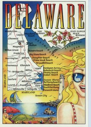 Delaware Map Postcard - Click Image to Close