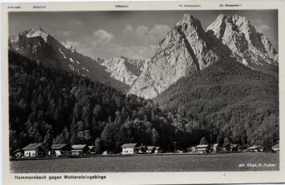 Hammersbach gegen Wettersteingebirge - zum Schließen ins Bild klicken