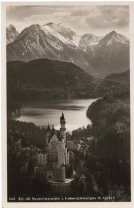 Schloß Neuschwanstein und Hohenschwangau mit Alpsee - zum Schließen ins Bild klicken