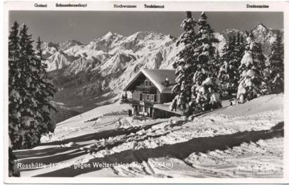 Rosshütte gegen Wettersteingebirge - zum Schließen ins Bild klicken