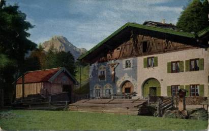 Mittenwald - Färberhouses with Wetterstein - Click Image to Close