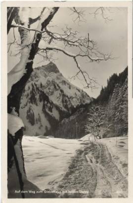 way to Giebelhouse with hohem Giebel - Winter - Click Image to Close