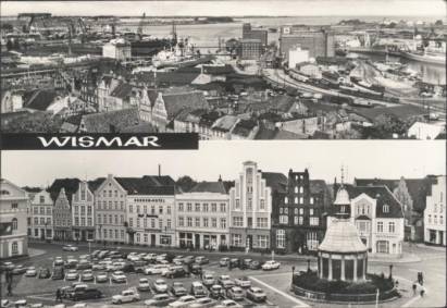 Wismar - Blick auf Werft, Hafen und Überseehafen - zum Schließen ins Bild klicken