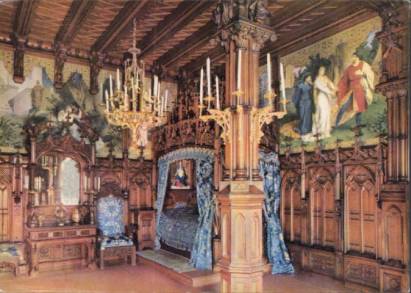Königsschloss Neuschwanstein - Schlafzimmer - zum Schließen ins Bild klicken