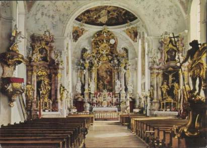 Oberammergau - Inneres der Pfarrkirche - zum Schließen ins Bild klicken
