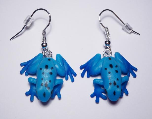 Poison Dart Frogs blue Earrings - Click Image to Close