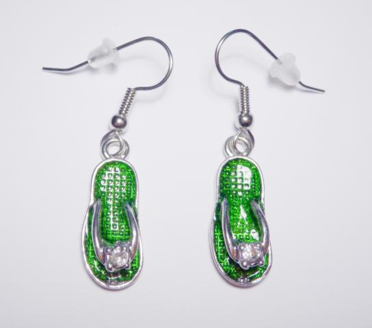 Slipper green Earrings - Click Image to Close