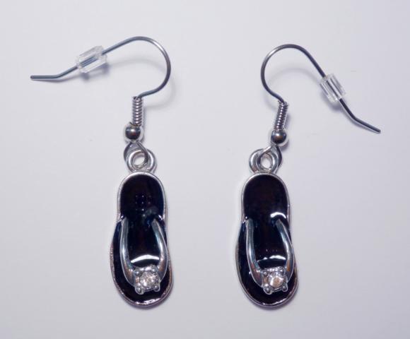 Slipper black Earrings - Click Image to Close