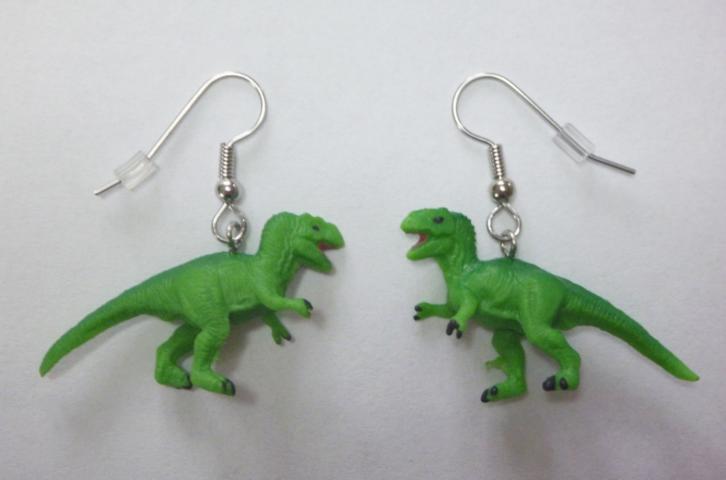 T-Rex Dino Earrings - Click Image to Close