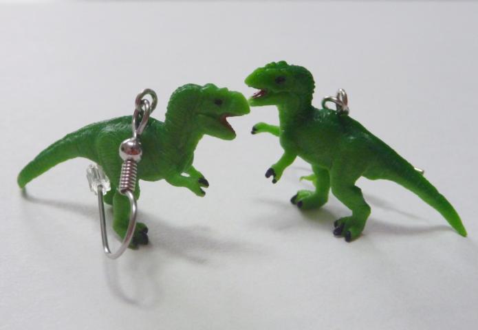 T-Rex Dino Earrings - Click Image to Close