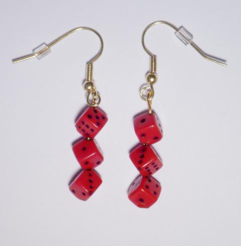red Dices Earrings - Click Image to Close