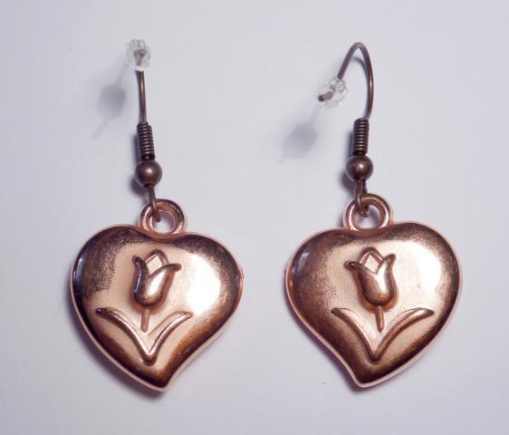 Hearts with rose Earrings B-Stock - Click Image to Close