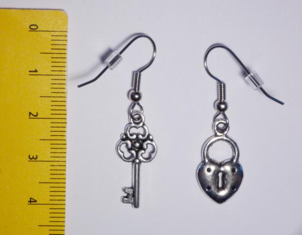 Key and Lock Earrings - Click Image to Close