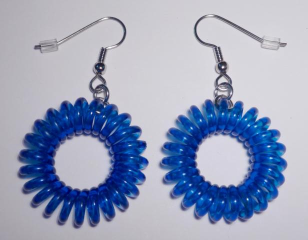 Spiral Rubber Earrings blue - Click Image to Close