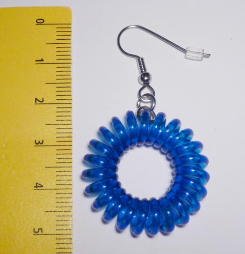 Spiral Rubber Earrings blue - Click Image to Close