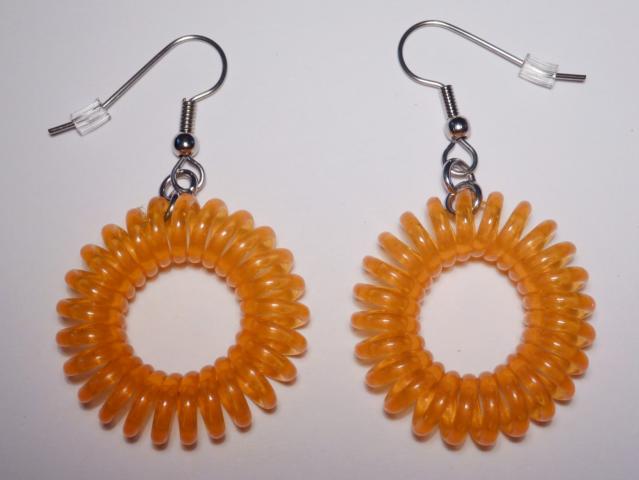 Spiral Rubber Earrings orange - Click Image to Close