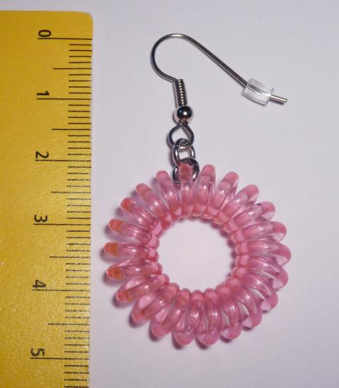 Spiral Rubber Earrings pink - Click Image to Close