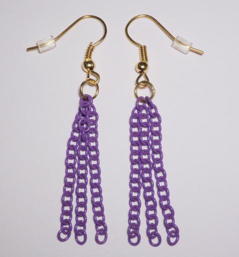 Chain Earrings purple - Click Image to Close
