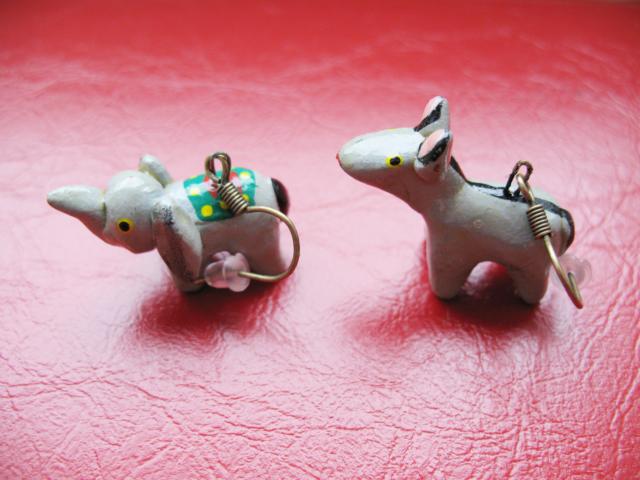 Elefant und Esel Ohrringe - zum Schließen ins Bild klicken