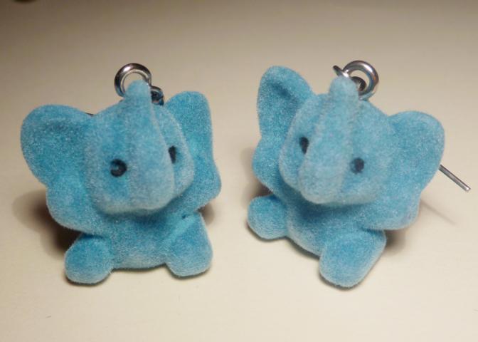 Elefanten Ohrringe blau - zum Schließen ins Bild klicken