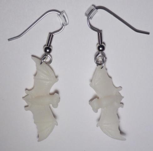 Bats Earrings - Glow in the Dark - Click Image to Close