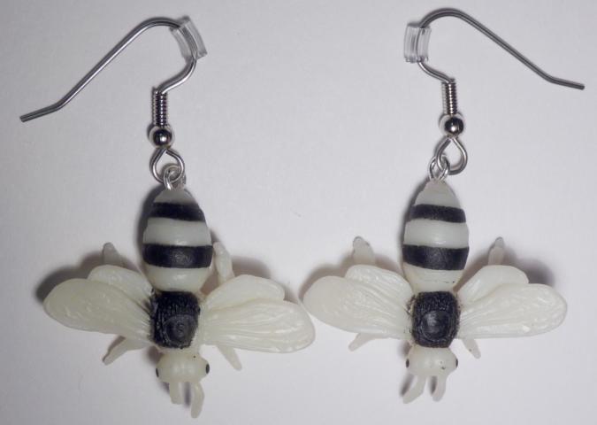 Bees Earrings - Glow in the Dark - Click Image to Close