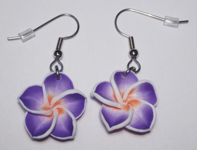Blumen Ohrringe lila - zum Schließen ins Bild klicken