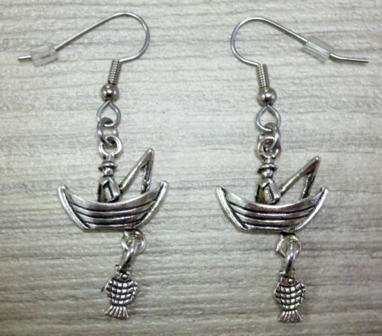 Fisherman with Fish Earrings - Click Image to Close
