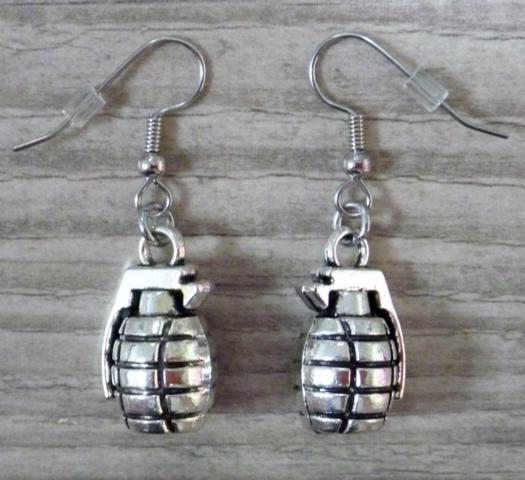 Hand Grenades Earrings - Click Image to Close