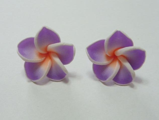 Flower Ear Stud purple - Click Image to Close