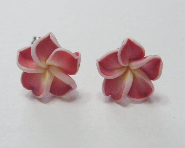 Flower Ear Stud red - Click Image to Close